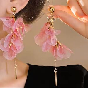 Floral Pink Earrings Dangle